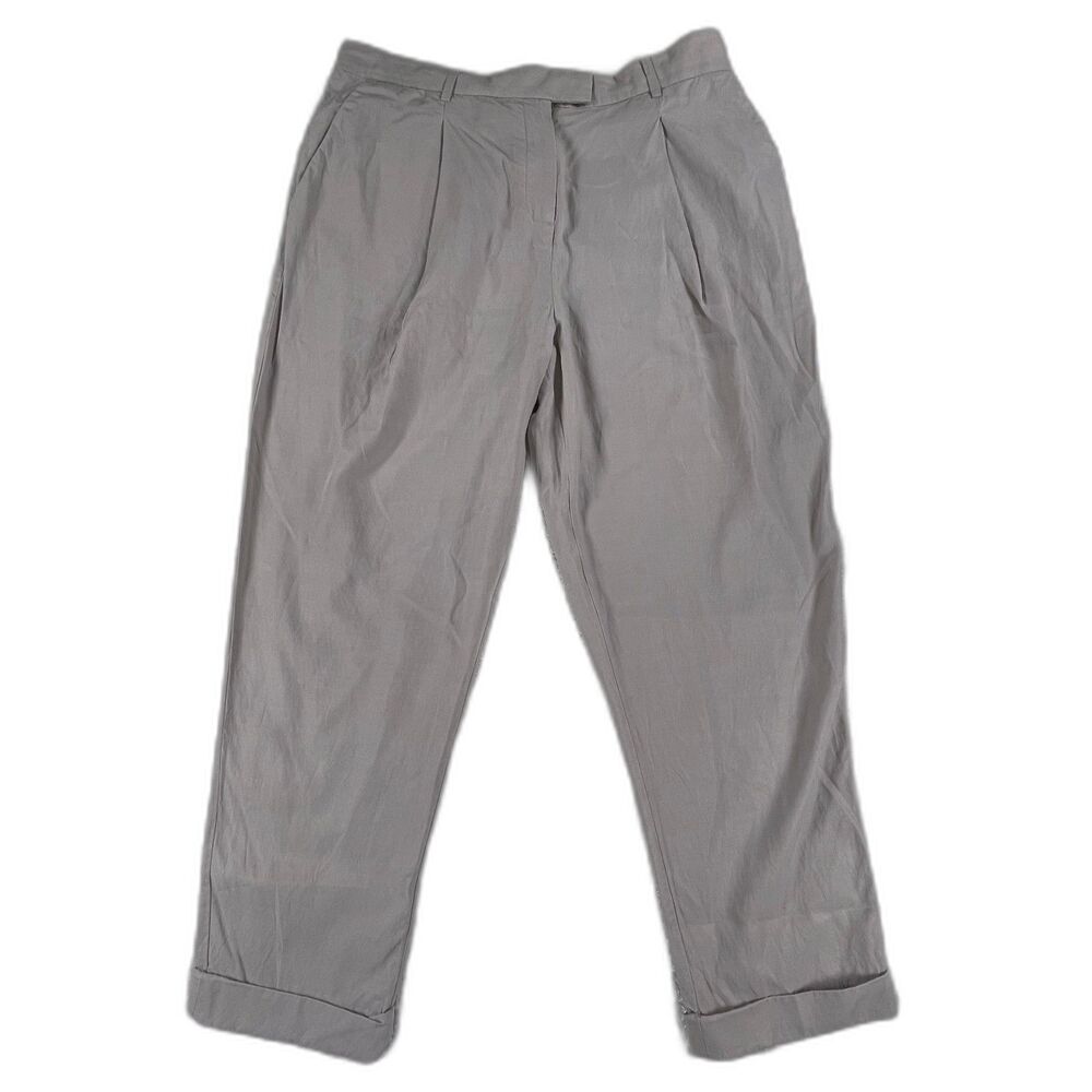 COS Size 12 Grey Cupro Cotton Silky Lightweight Preppy Coastal Quiet Luxury Pant
